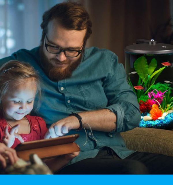 Koller 3-Gallon 360 Aquarium with LED Lighting and Power Filter