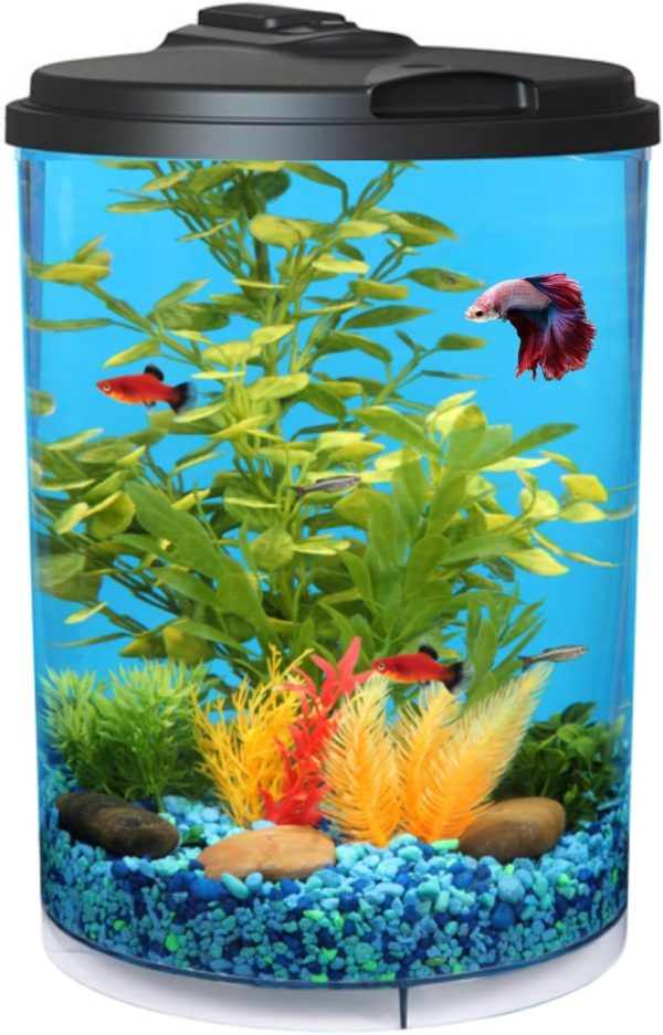 Koller 3-Gallon 360 Aquarium with LED Lighting and Power Filter