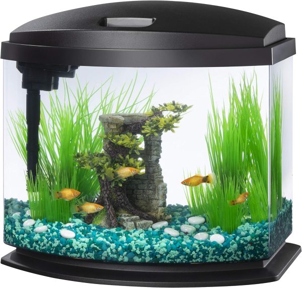 5 Gallon Black Aqueon LED MiniBow Small Aquarium Fish Tank Kit with SmartClean Technology