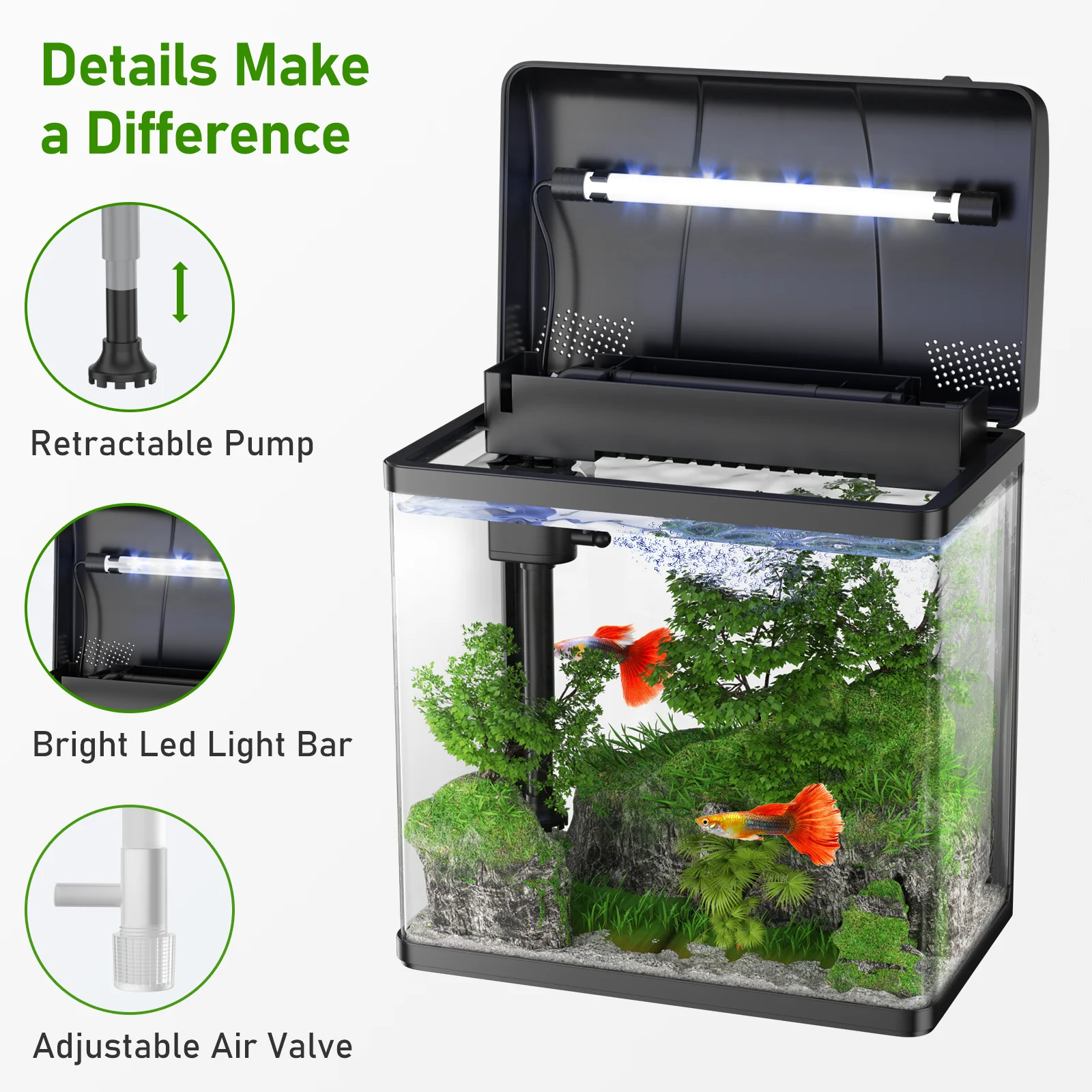 fish tank details 1.7 gallon Pondon