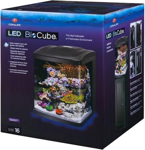 Coralife 16 Gallon LED BioCube Aquarium Kit – All-in-One Reef & Plant Tank with Timer & Sunrise