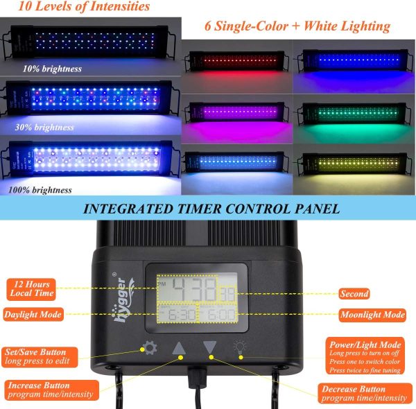 Hygger 48–55″ Programmable Full-Spectrum LED Aquarium Light