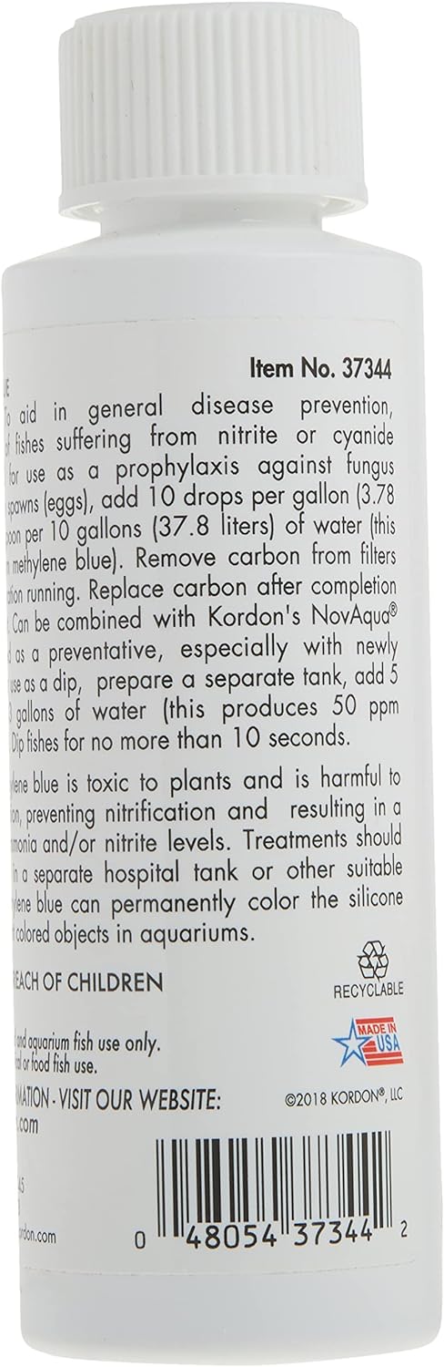 Kordon Methylene Blue 4 oz – Aquarium Fungal & Parasite Treatment for Fresh & Saltwater Fish
