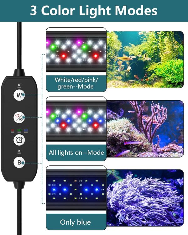 Full-Spectrum LED Aquarium Light for Plants with Timer & Auto On/Off