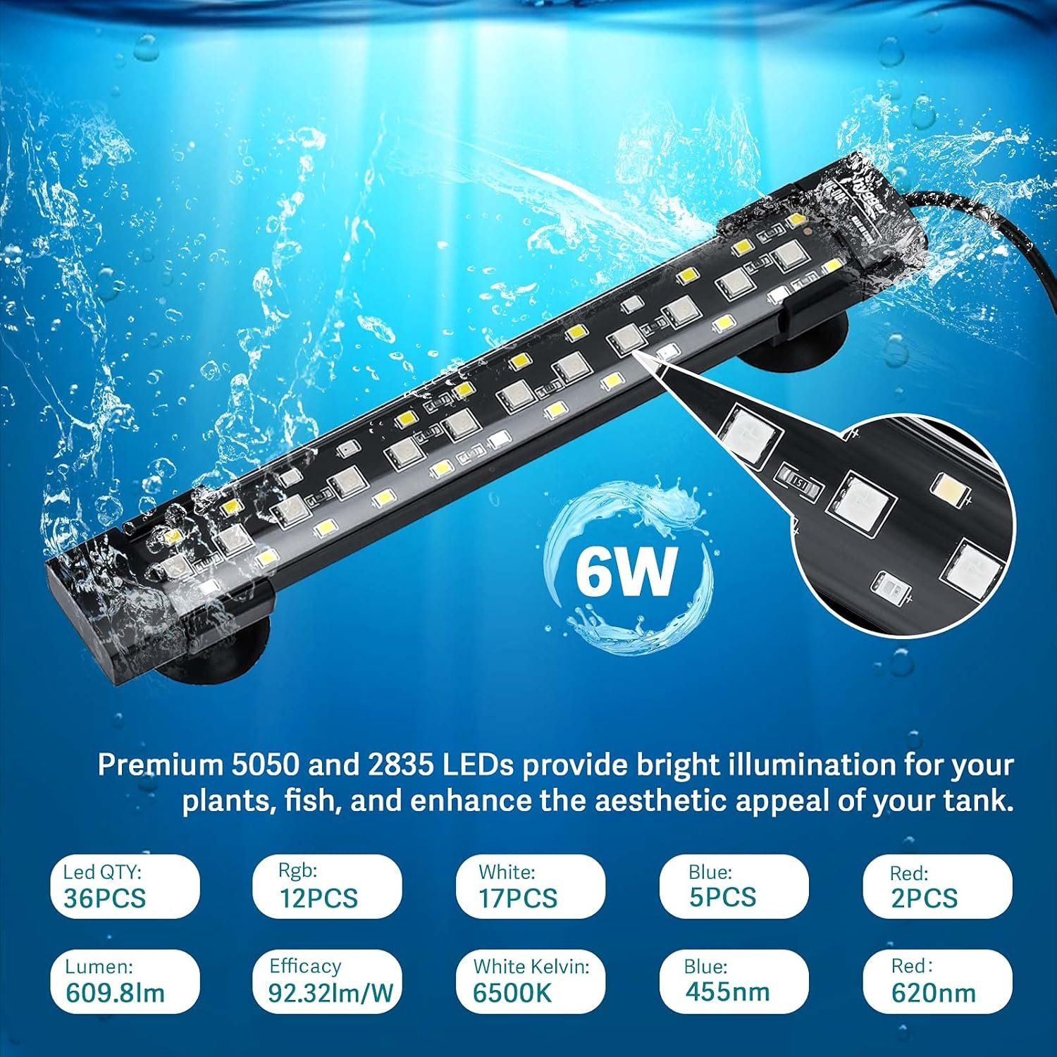 Hygger 24/7 Submersible Aquarium LED Light, 7 Colors, Adjustable Timer - Image 5