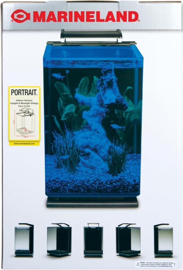 Marineland Portrait Glass LED Aquarium Kit, 5 Gallons, Hidden Filtration