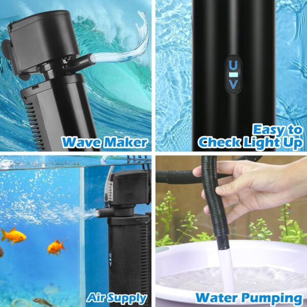 290 GPH UV Internal Aquarium Filter with Smart Timer