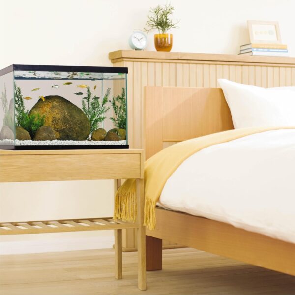 fish tank near the bed