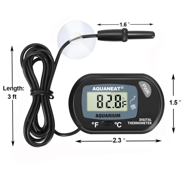 AQUANEAT Digital Aquarium Thermometer, Large-LCD Fish Tank Temp Sensor