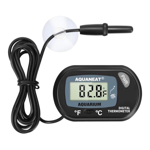 AQUANEAT Digital Aquarium Thermometer, Large-LCD Fish Tank Temp Sensor