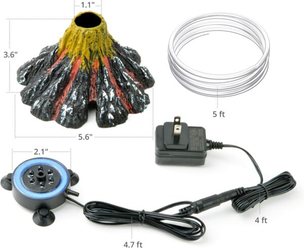 NICREW Aquarium Volcano Ornament Kit with Multi-Color LEDs
