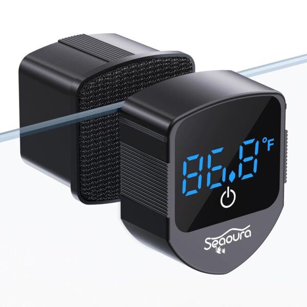 SEAOURA 2-in-1 Magnetic Aquarium Cleaner with Digital Thermometer