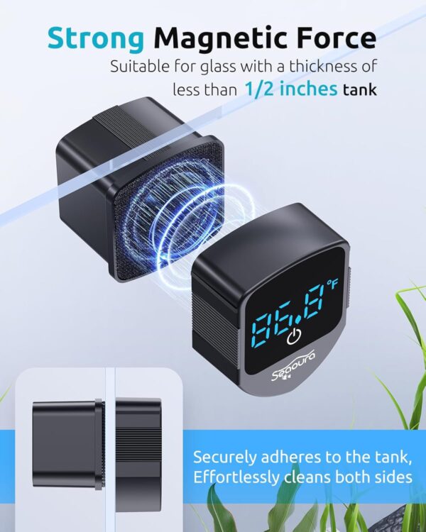 SEAOURA 2-in-1 Magnetic Aquarium Cleaner with Digital Thermometer