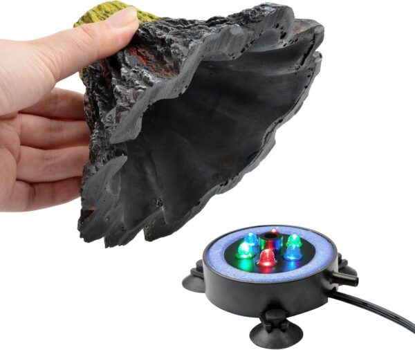 NICREW Aquarium Volcano Ornament Kit with Multi-Color LEDs