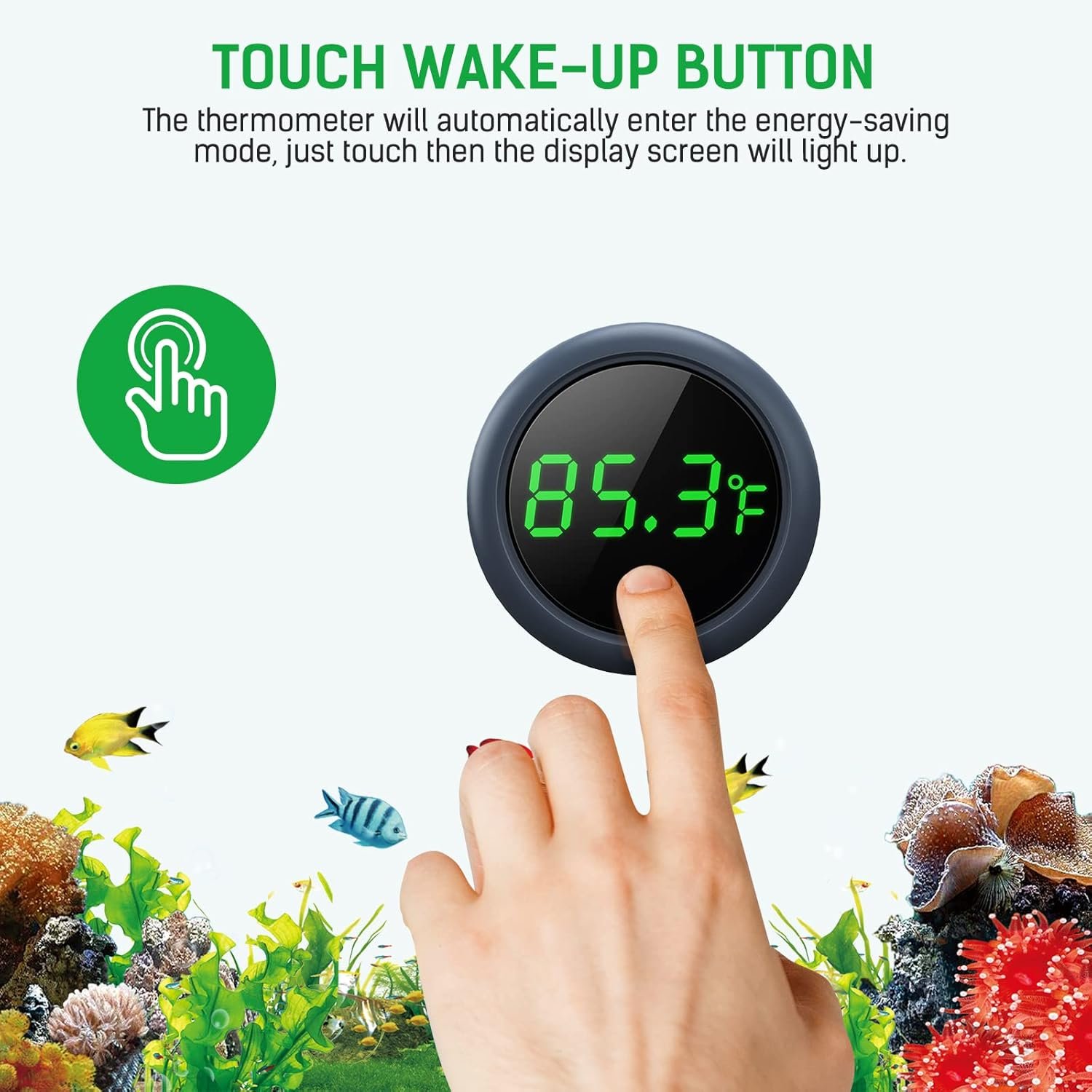 PAIZOO Digital Aquarium Thermometer with LED Touch Display, Wireless Stick-On Sensor - Image 4