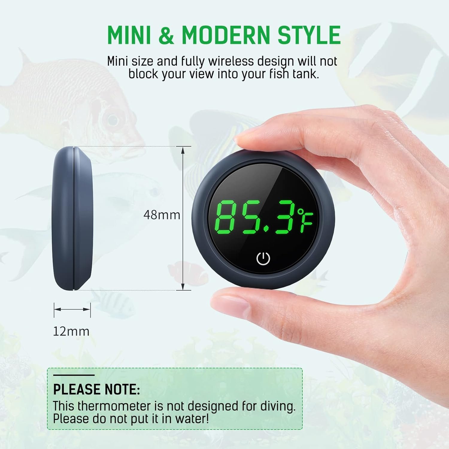 PAIZOO Digital Aquarium Thermometer with LED Touch Display, Wireless Stick-On Sensor - Image 7