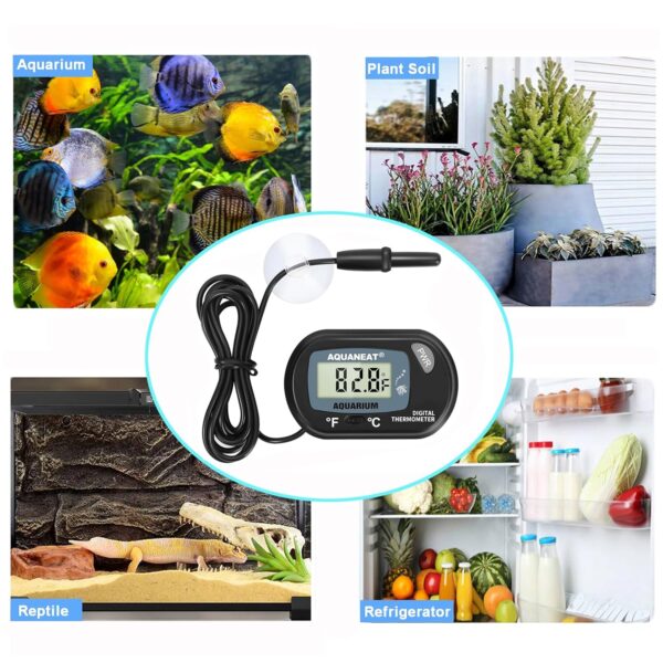 AQUANEAT Digital Aquarium Thermometer, Large-LCD Fish Tank Temp Sensor