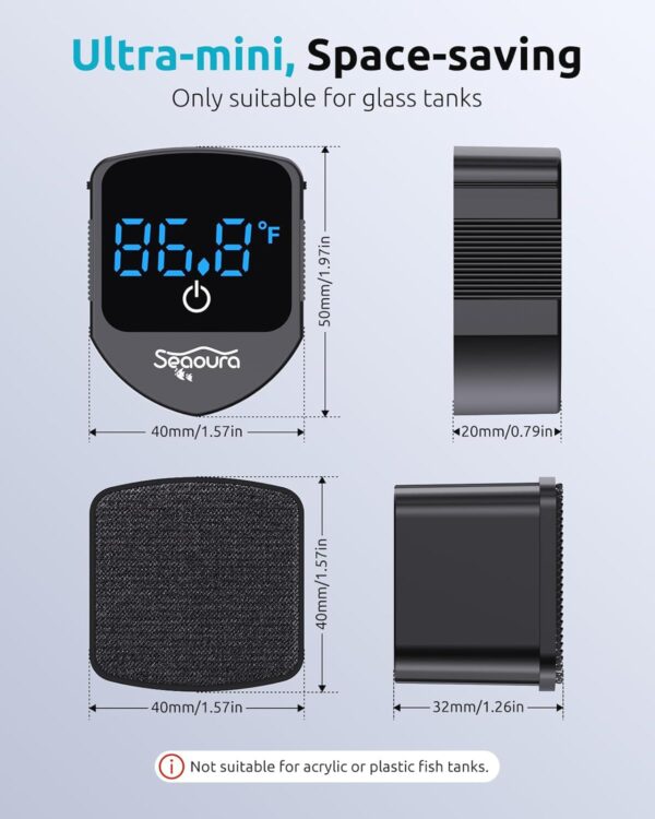 SEAOURA 2-in-1 Magnetic Aquarium Cleaner with Digital Thermometer
