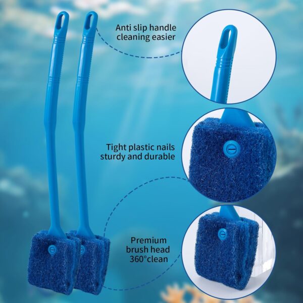 SLSON 15.4" Double-Sided Aquarium Algae Scraper – Long-Handle Sponge Brush