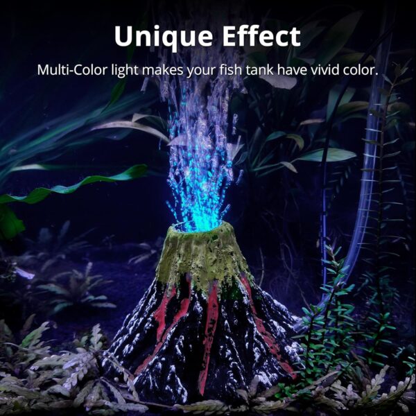 NICREW Aquarium Volcano Ornament Kit with Multi-Color LEDs