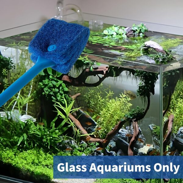 SLSON 15.4" Double-Sided Aquarium Algae Scraper – Long-Handle Sponge Brush