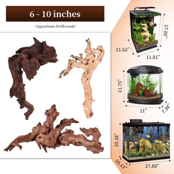 Majoywoo Natural Coral Driftwood for Aquarium & Reptile Decor 3-Piece Assorted Branch Set
