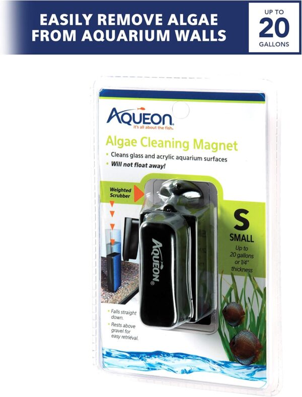Aqueon Small Dual-Pad Algae Cleaning Magnet for Glass & Acrylic Aquariums – Black