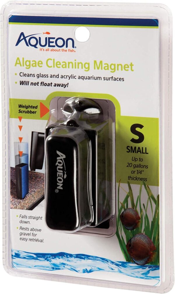 Aqueon Small Dual-Pad Algae Cleaning Magnet for Glass & Acrylic Aquariums – Black