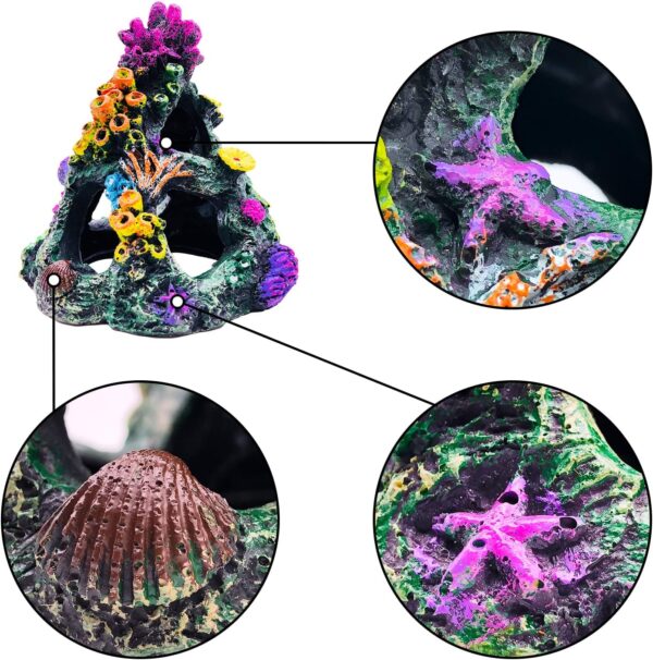 Vibrant Coral Reef Fish Tank Decorations - Safe Resin Mountain with Aquatic Plants