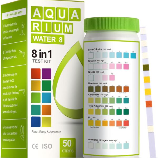 AAwipes 8-in-1 Aquarium Test Strips K02-50 for Fish Tank & Pond Water