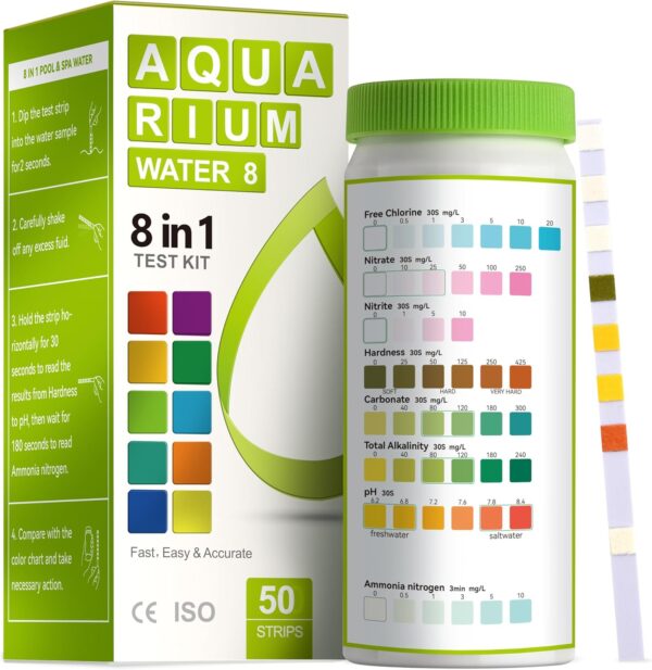 AAwipes 8-in-1 Aquarium Test Strips K02-50 for Fish Tank & Pond Water