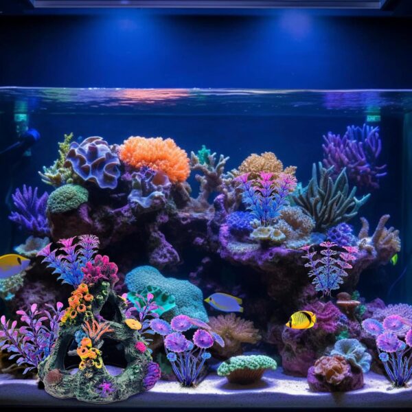Vibrant Coral Reef Fish Tank Decorations - Safe Resin Mountain with Aquatic Plants