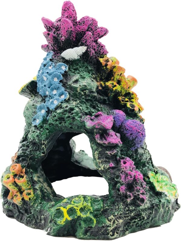 Vibrant Coral Reef Fish Tank Decorations - Safe Resin Mountain with Aquatic Plants