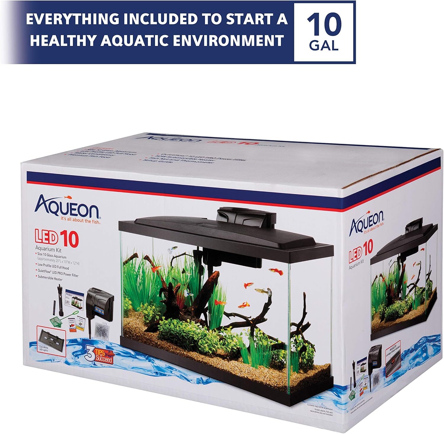 Aqueon Aquarium Fish Tank Starter Kit Aqueon Aquarium Fish Tank Starter Kit with LED Lighting 10 Gallon Fish Tank
