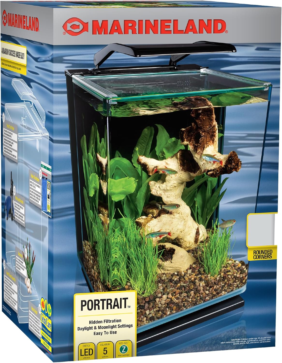 Marineland Portrait Glass LED Aquarium Kit, 5 Gallons Marineland Portrait Glass LED Aquarium Kit, 5 Gallons