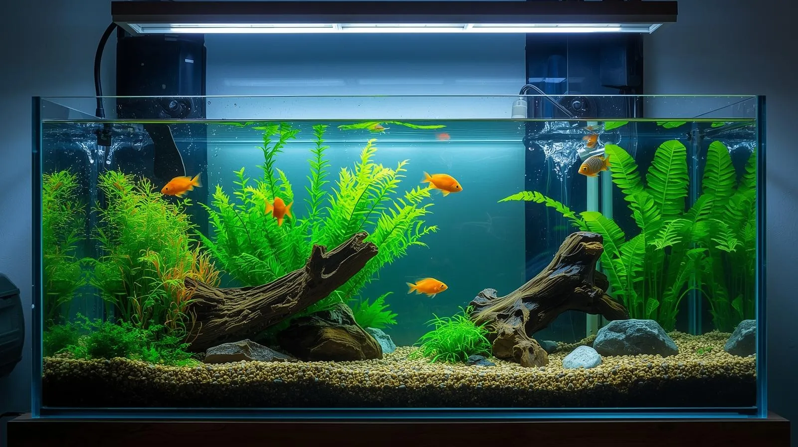 Starting your first aquarium with driftwood and plant